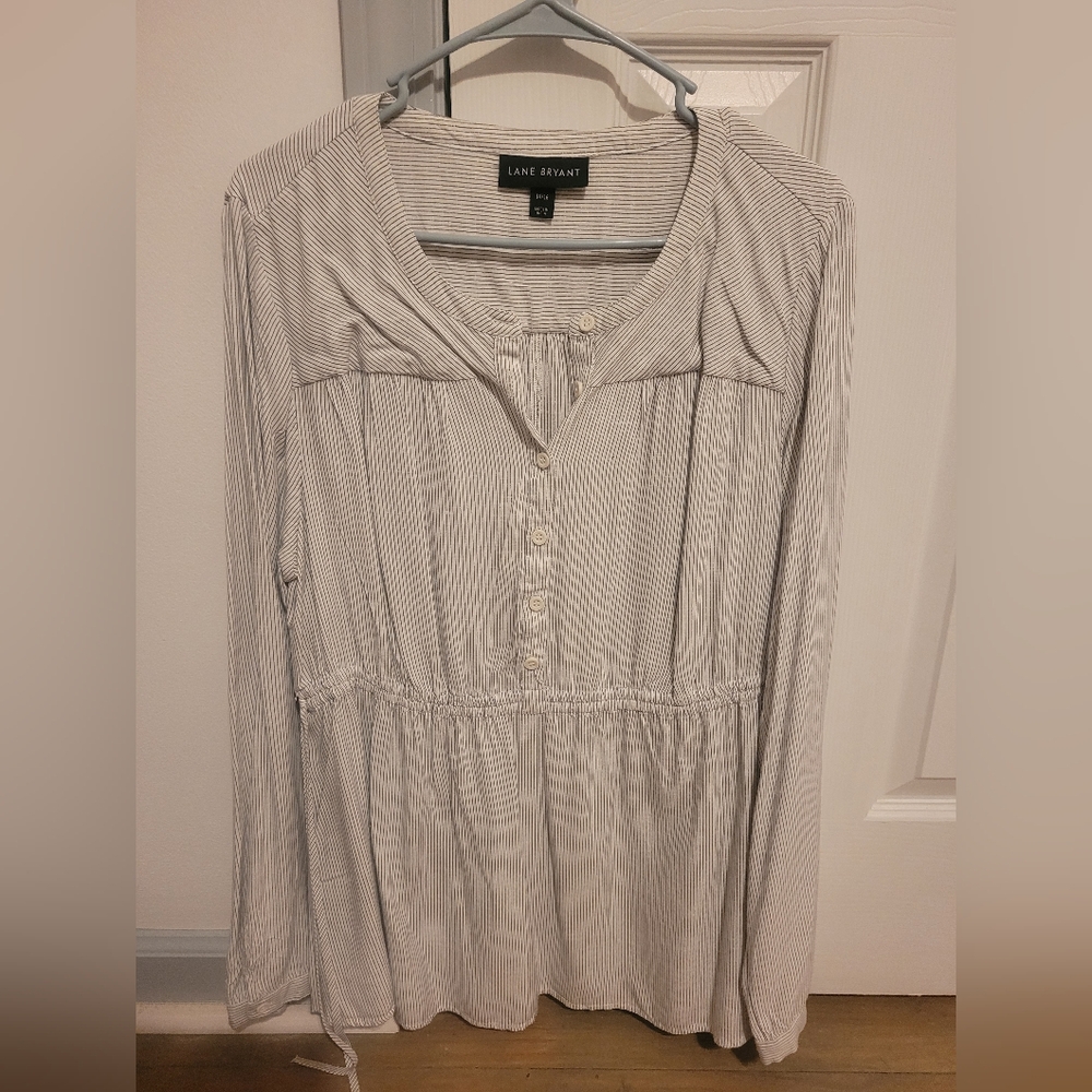 Lane Bryant Women's Striped Blouse in Cream